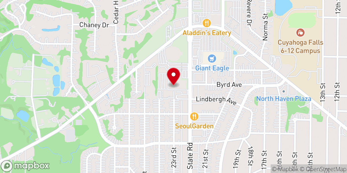 Map showing location of Ernest Angley Ministries