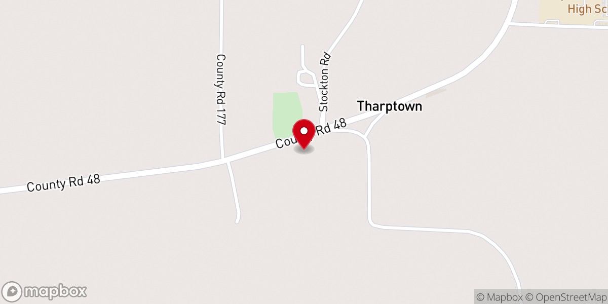 Map showing location of Tharptown Baptist Church
