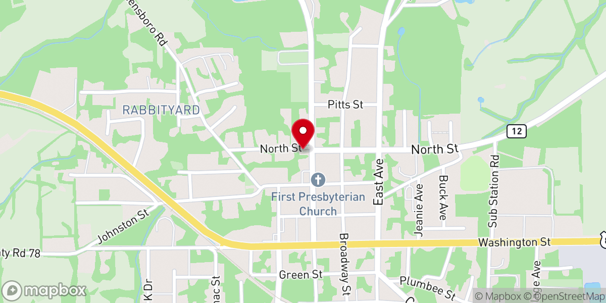 Map showing location of First United Methodist Church of Uniontown