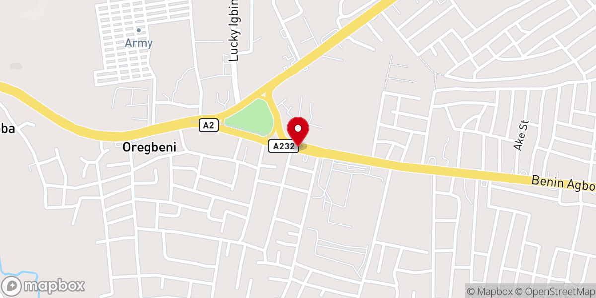 Map showing location of Living Faith Church Benin Agbor Expressway