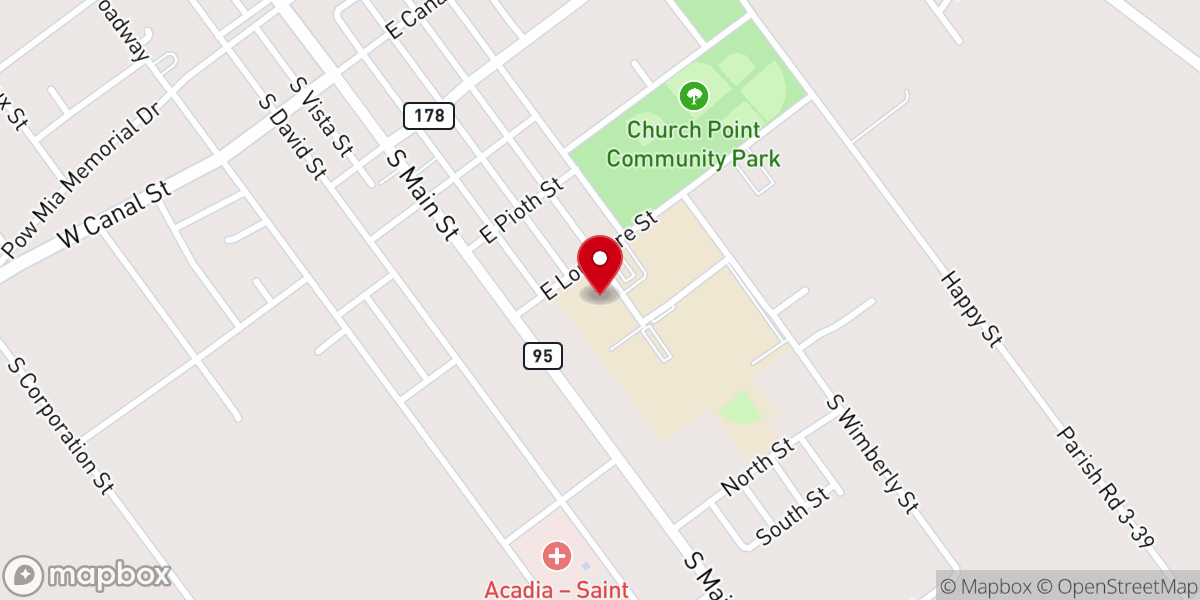 Map showing location of Church Point High School