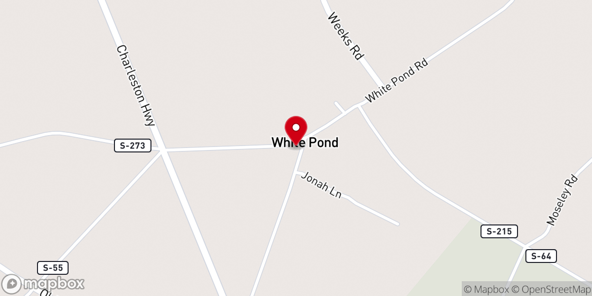 Map showing location of White Pond Baptist Church