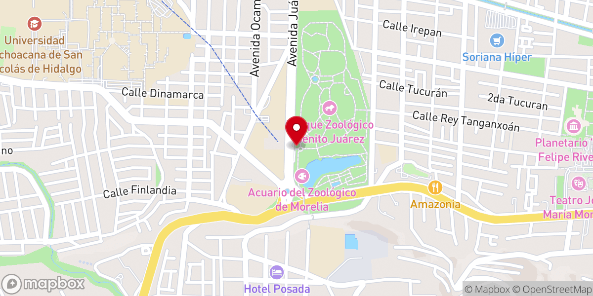 Map showing location of Zoológico de Morelia