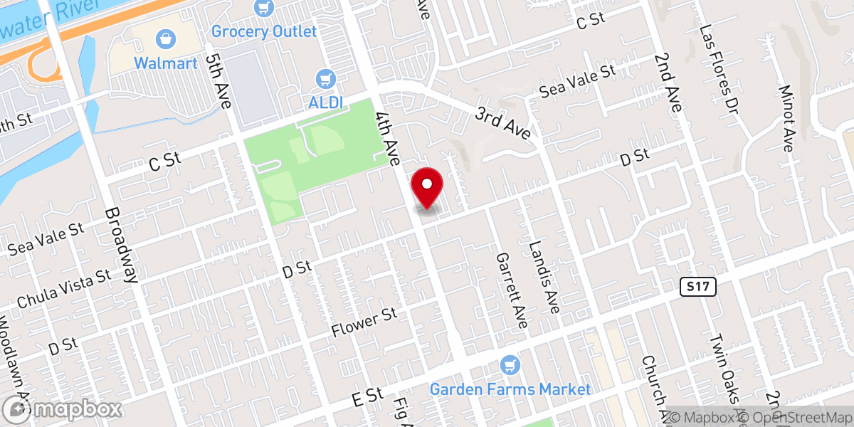 Map showing location of South Bay United Pentecostal - Food Distribution Center