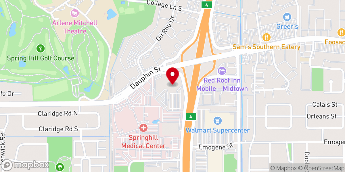 Map showing location of Dauphin Way Baptist Church