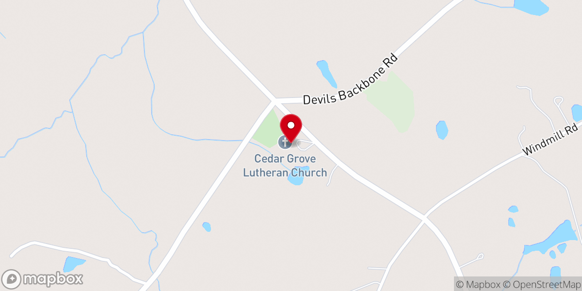 Map showing location of Cedar Grove Lutheran Church