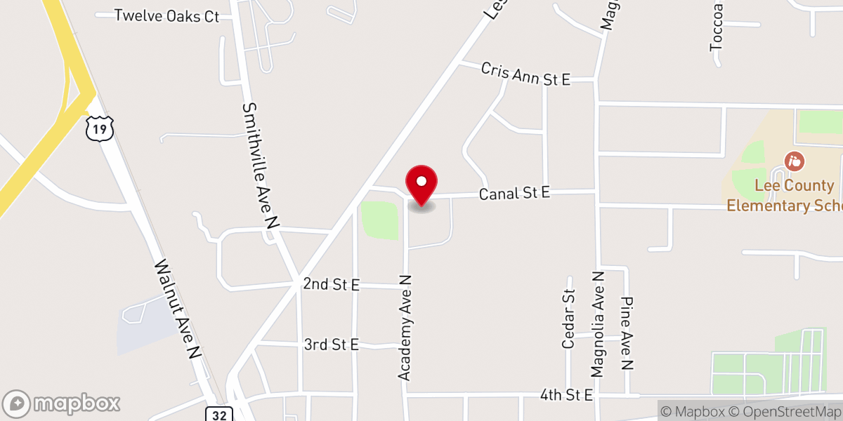Map showing location of Alpha Baptist Church