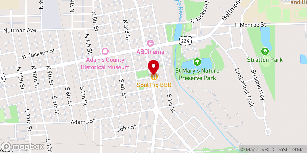 Map showing location of Soul Pig BBQ