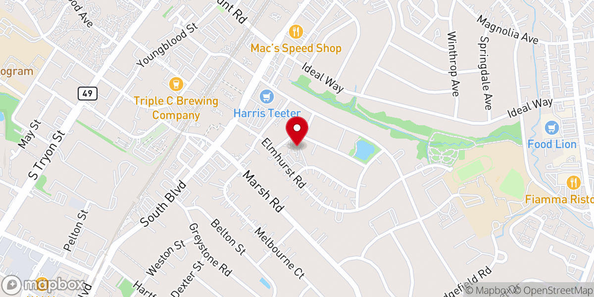 Map showing location of Life Church Charlotte