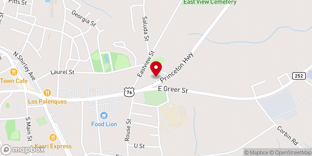 Map showing location of Honea Path Church of God