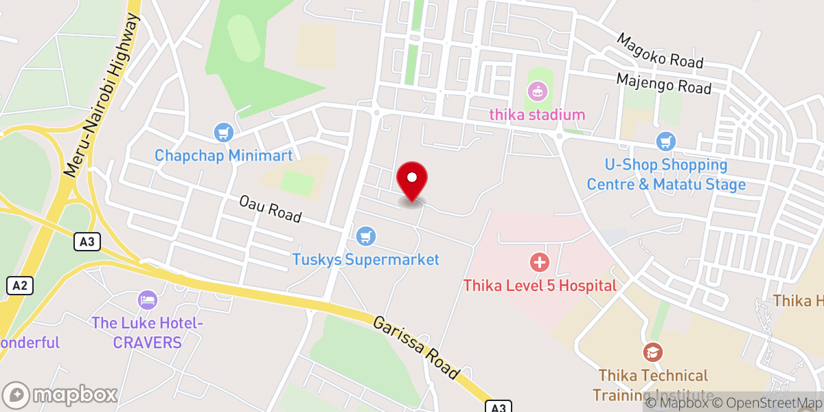 Map showing location of Christian Church International Arise & Shine, Thika