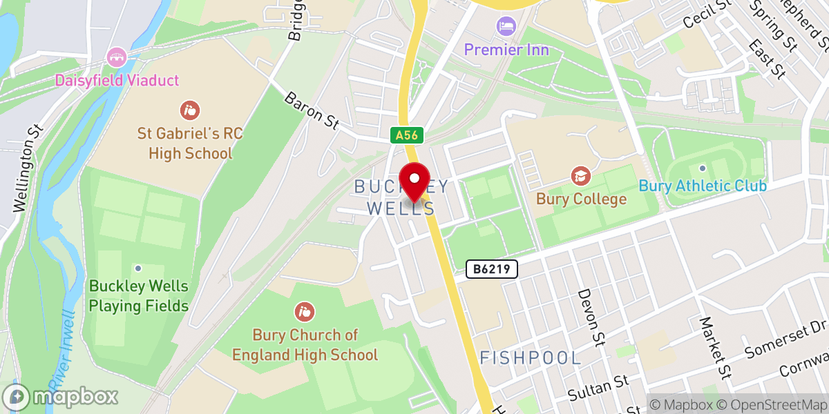 Map showing location of Bury Baptist Church