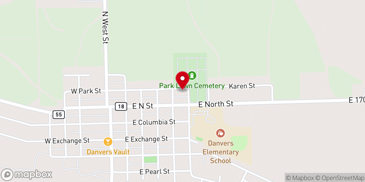 Map showing location of Danvers Township Office
