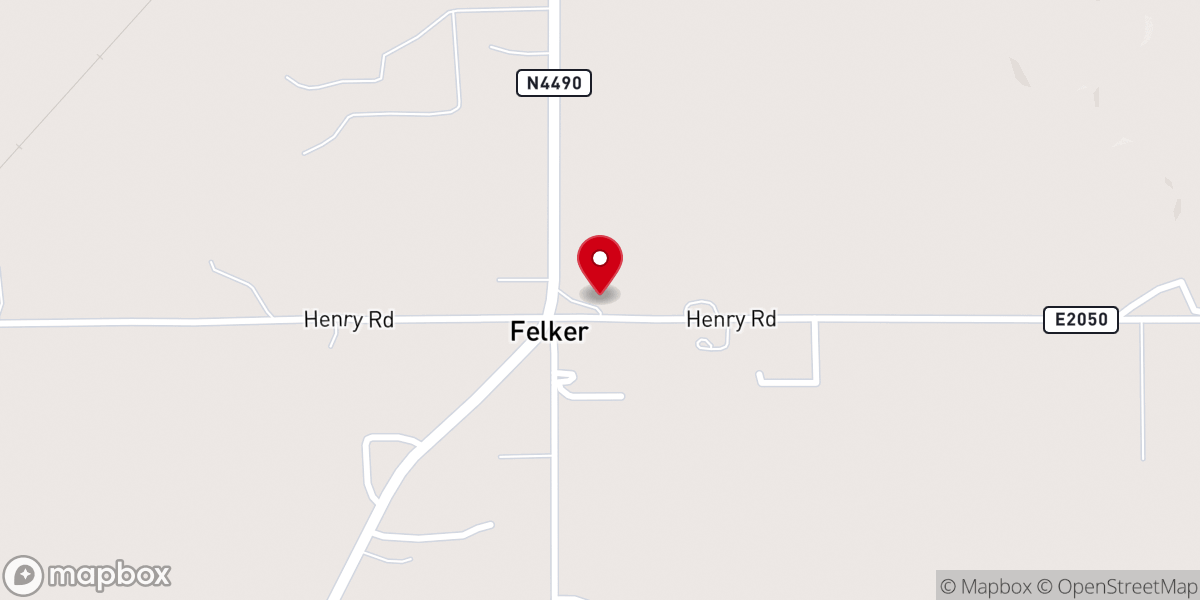 Map showing location of Felker Freewill Baptist Church