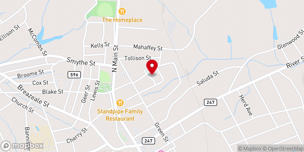 Map showing location of Bethlehem AME Church