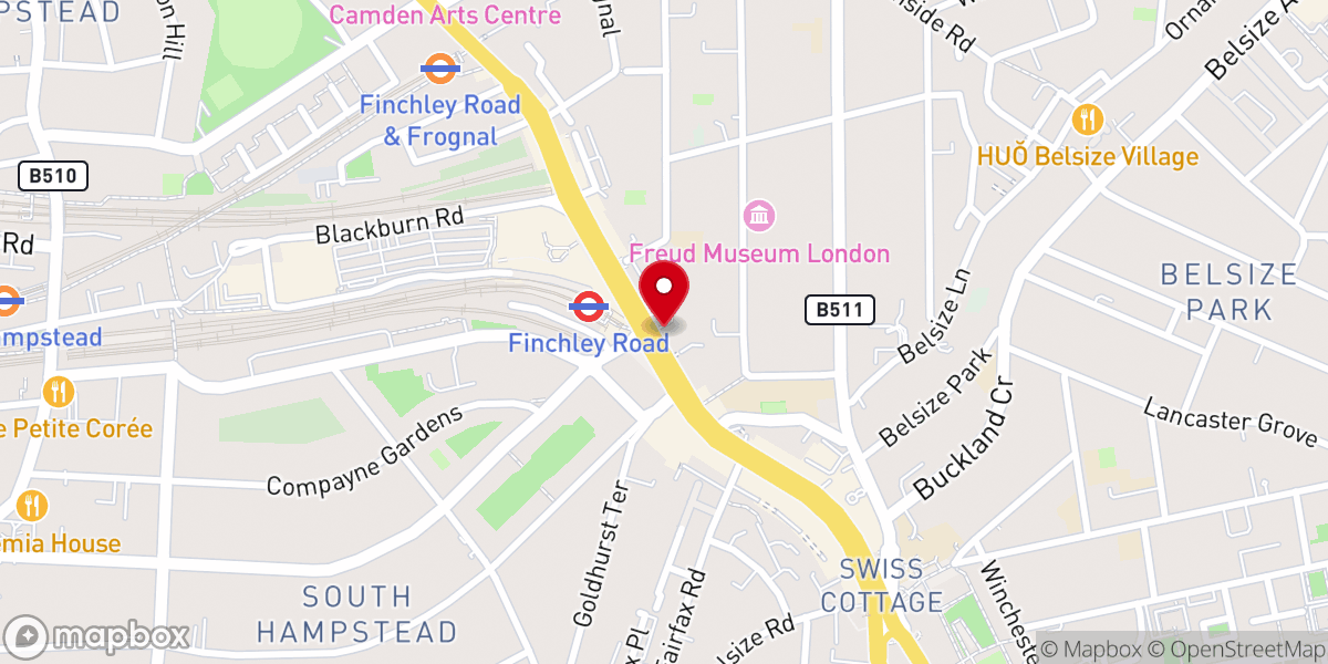 Map showing location of Holy Trinity Church, South Hampstead