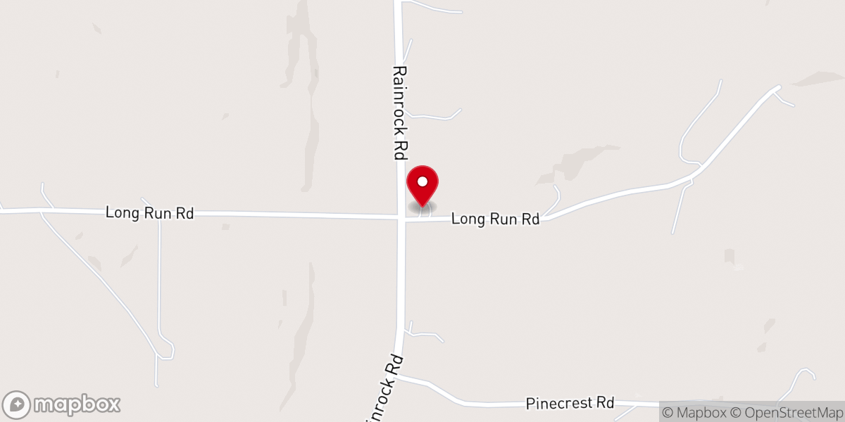 Map showing location of Long Run Church