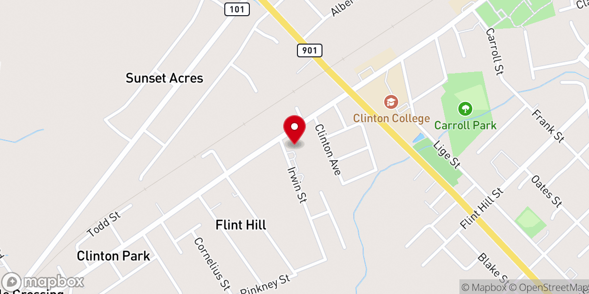 Map showing location of Rose of Sharon Baptist Church