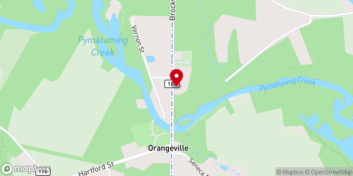 Map showing location of Orangeville Methodist Church