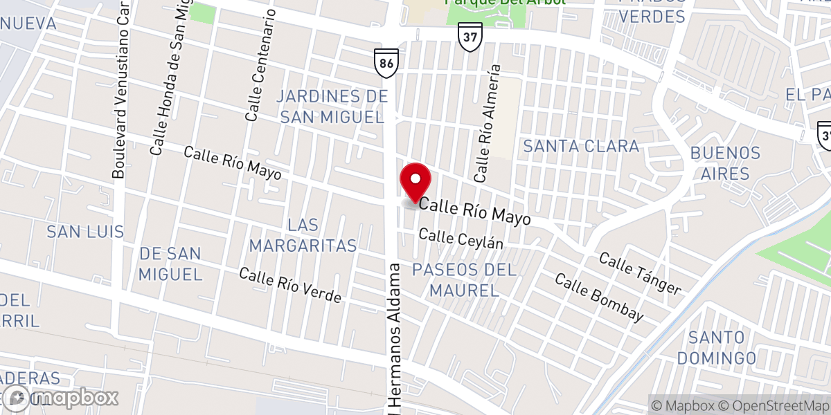 Map showing location of Templo Sinai Asambleas de Dios