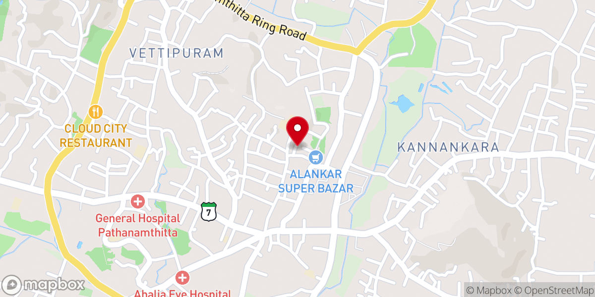 Map showing location of Ceylon Pentecostal Mission Pathanamthitta