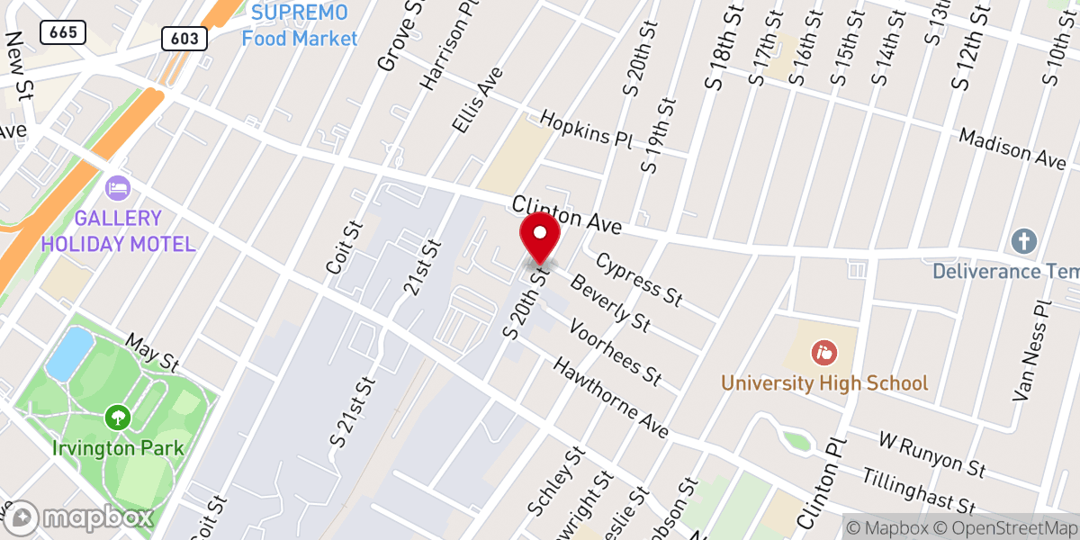 Map showing location of Deeper Life Bible Church, Irvington, New Jersey