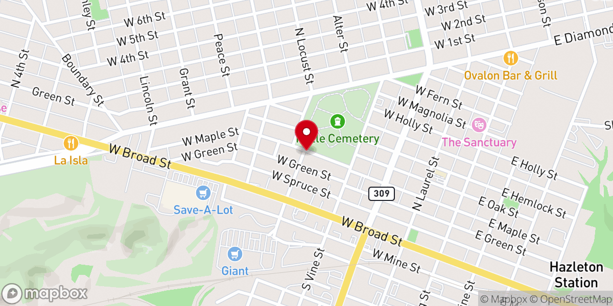 Map showing location of Zion Church