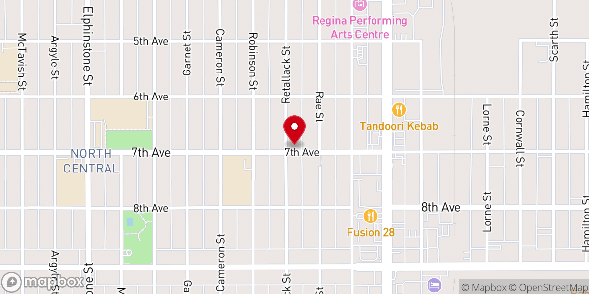 Map showing location of ISKCON Regina - Shri Shri Radha Kunjabihari Temple