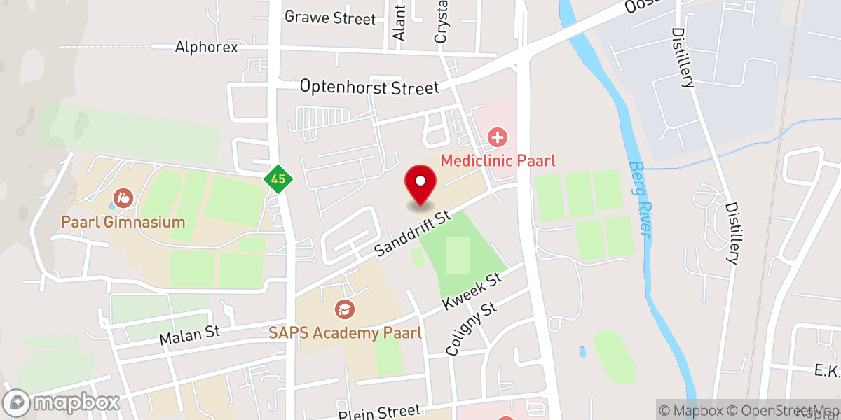 Map showing location of Paarl Methodist Church