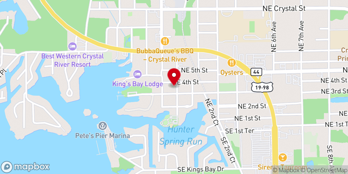 Map showing location of Hunter Springs Kayaks