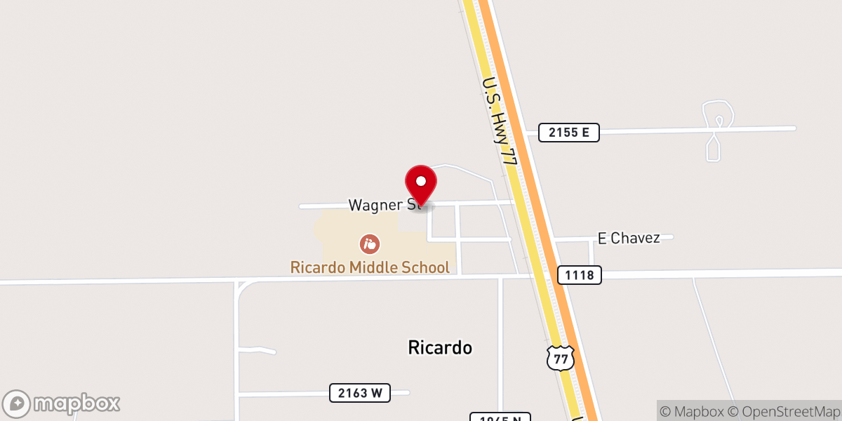Map showing location of Ricardo Baptist Church