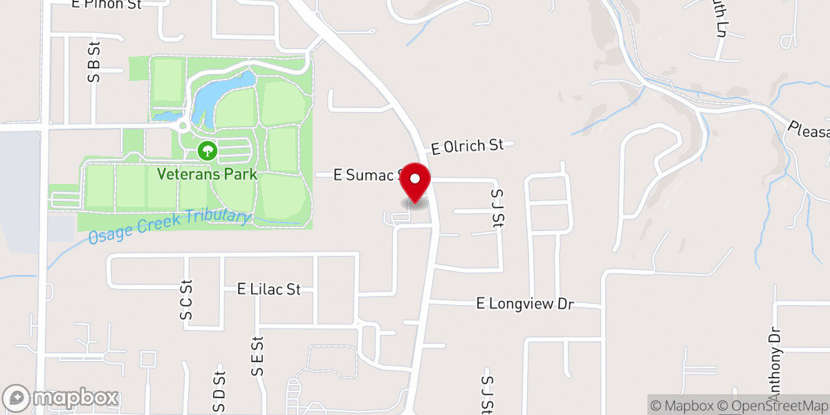 Map showing location of Monte Ne Baptist Church