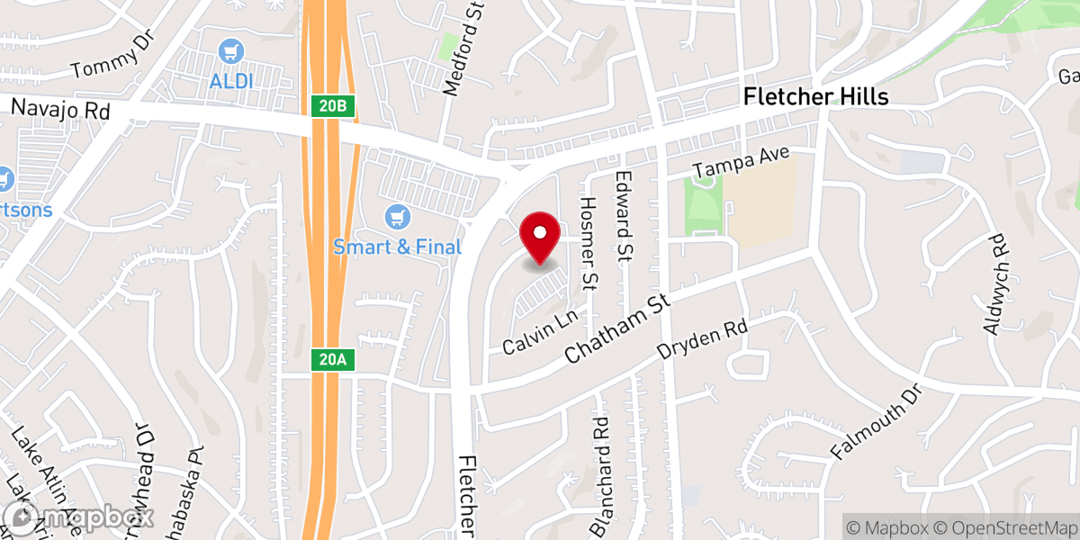 Map showing location of Fletcher Hills Presbyterian Church