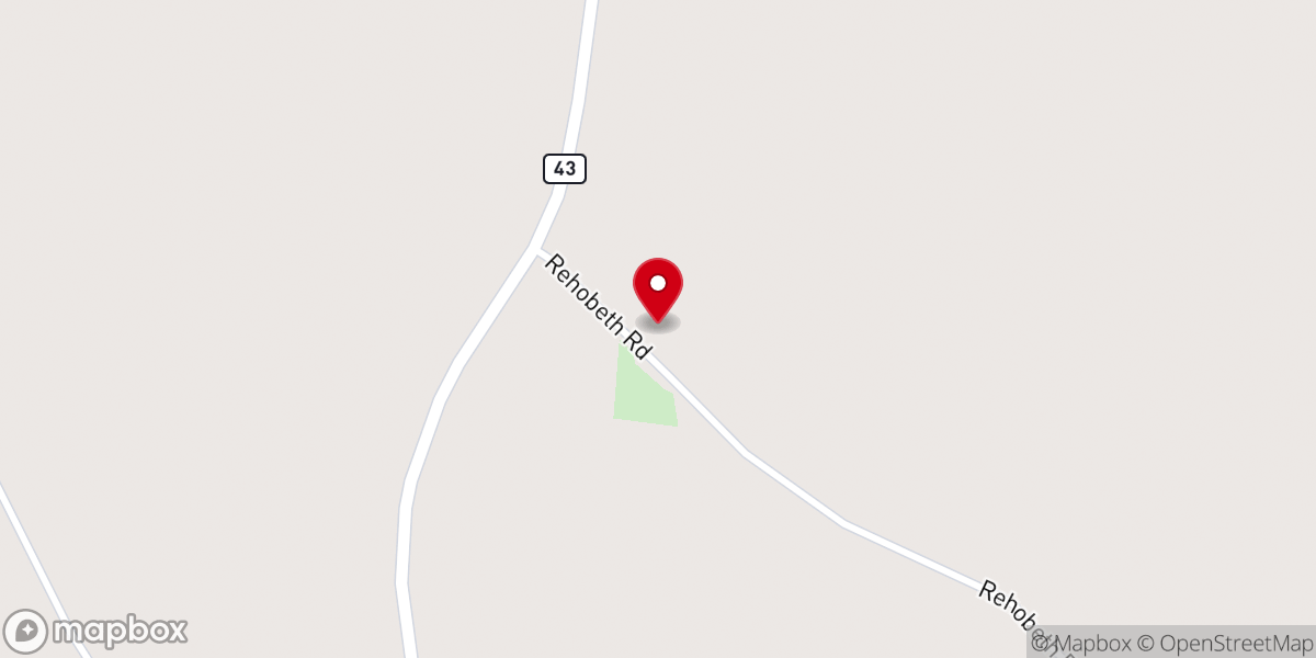 Map showing location of Rehobeth Baptist Church