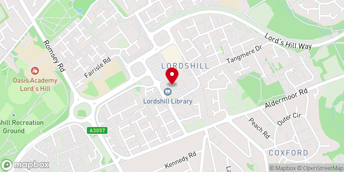 Map showing location of Lord's Hill Church