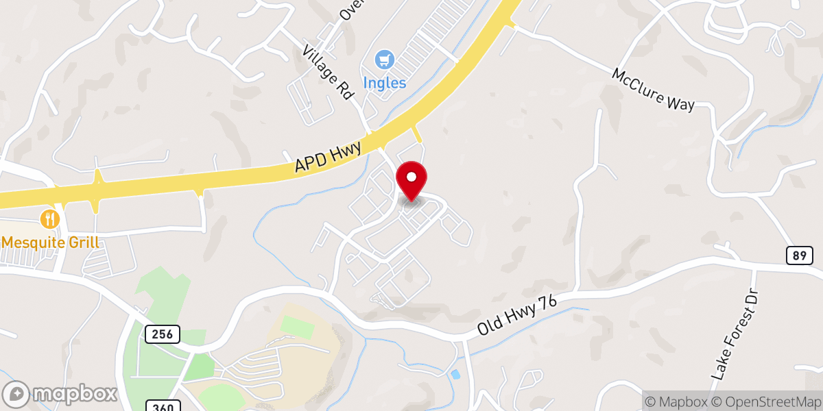 Map showing location of Fannin County Chamber of Commerce and Visitor Center
