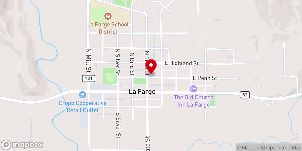 Map showing location of La Farge Community Center