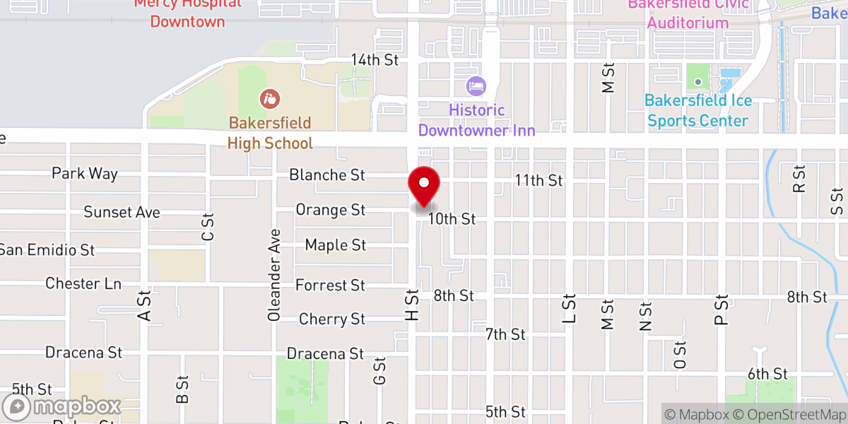 Map showing location of Saint Martin's Chapel of Bakersfield