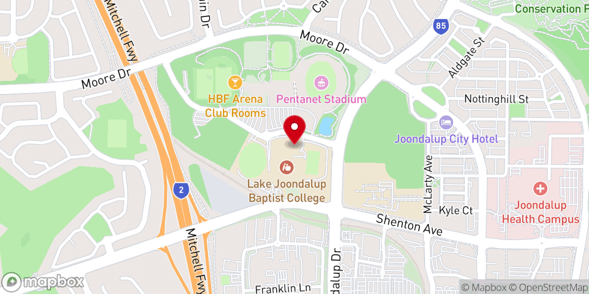 Map showing location of Lake Joondalup Baptist Church