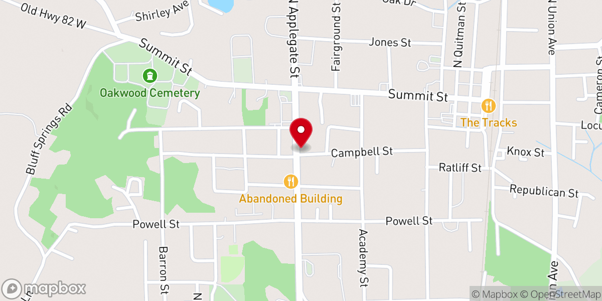 Map showing location of Winona Baptist Church