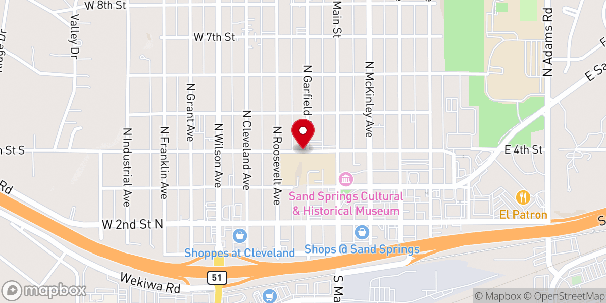 Map showing location of Sand Springs Community Services
