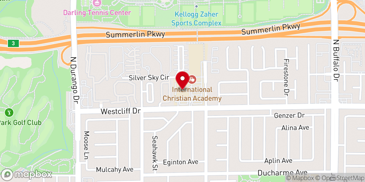 Map showing location of International Church of Las Vegas Assemblies of God
