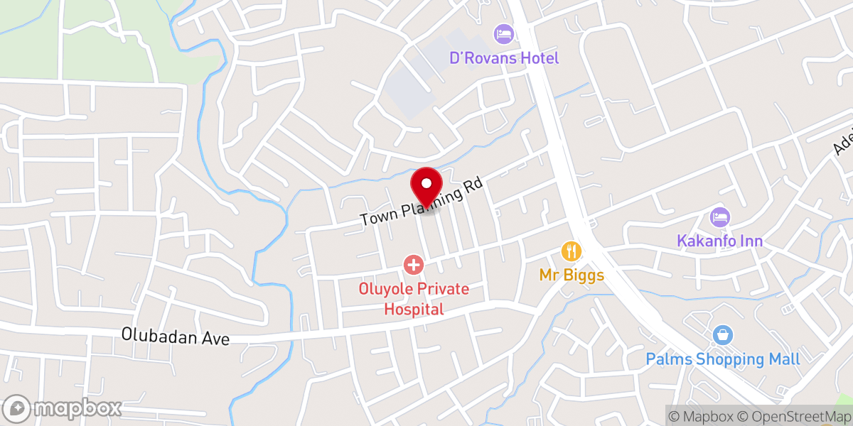 Map showing location of Oluyole Metropolitan Baptist Church