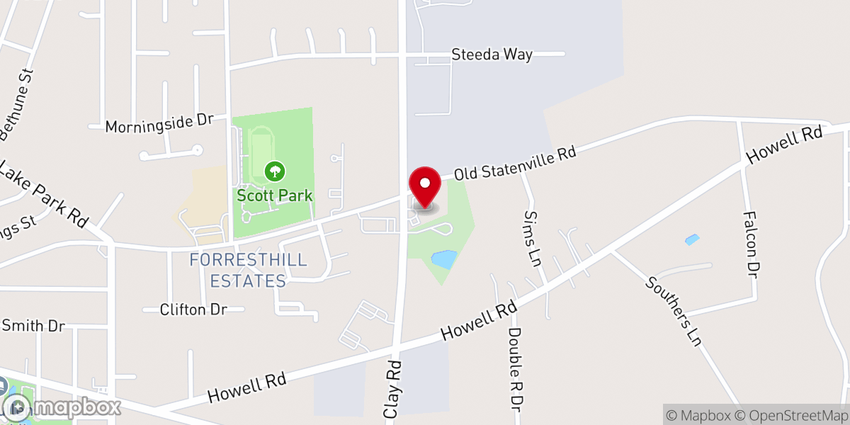 Map showing location of Evangel Temple