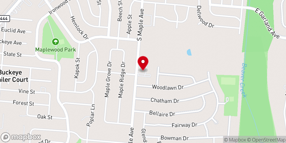 Map showing location of Maple Avenue Church of God