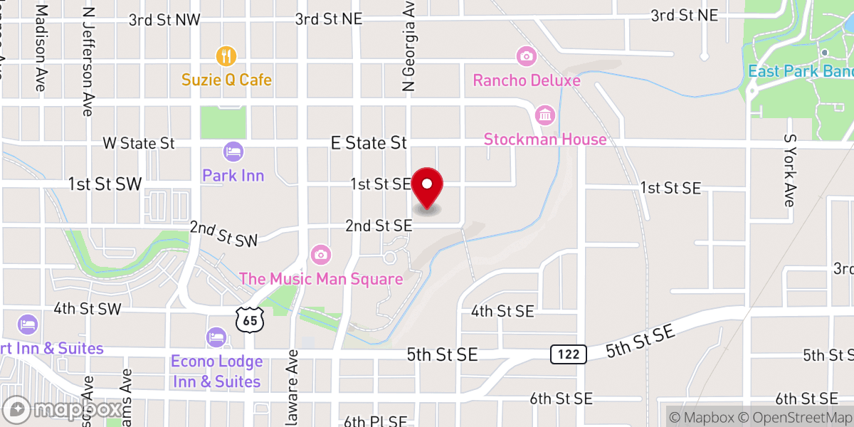 Map showing location of Mason City First United Methodist Church