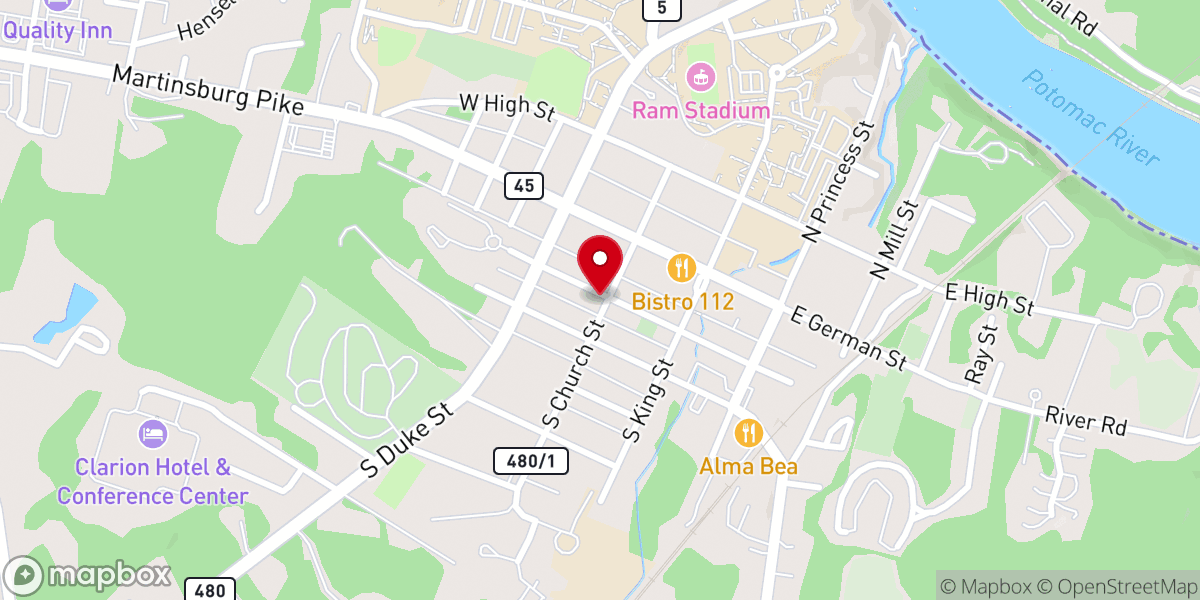 Map showing location of New Street United Methodist Church