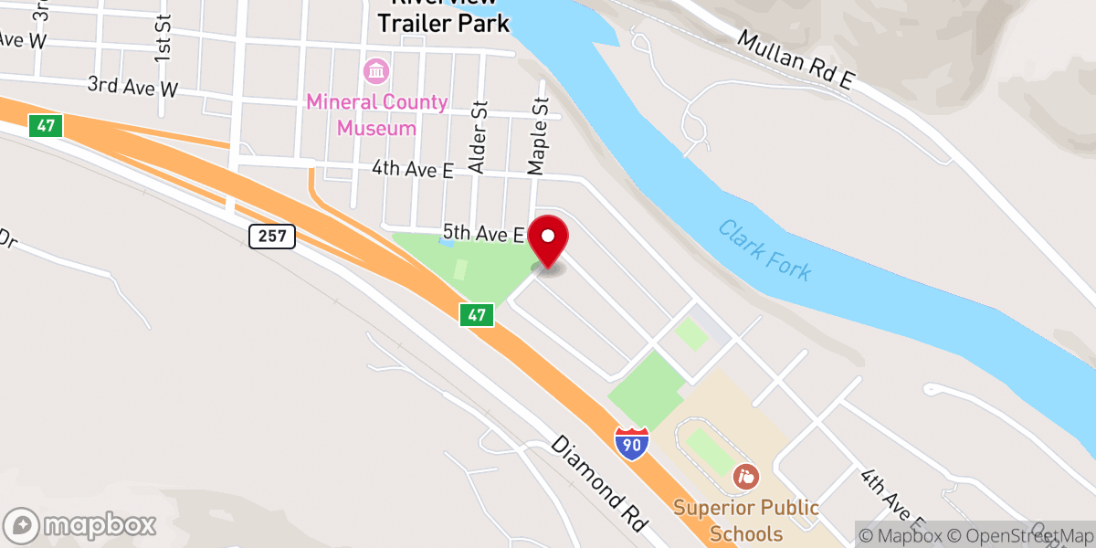 Map showing location of Clark Fork Fellowship