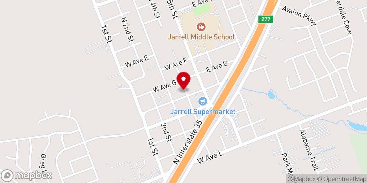 Map showing location of Iglesia Conexión Jarrell, TX