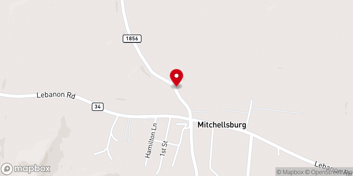 Map showing location of Mitchellsburg Baptist Church